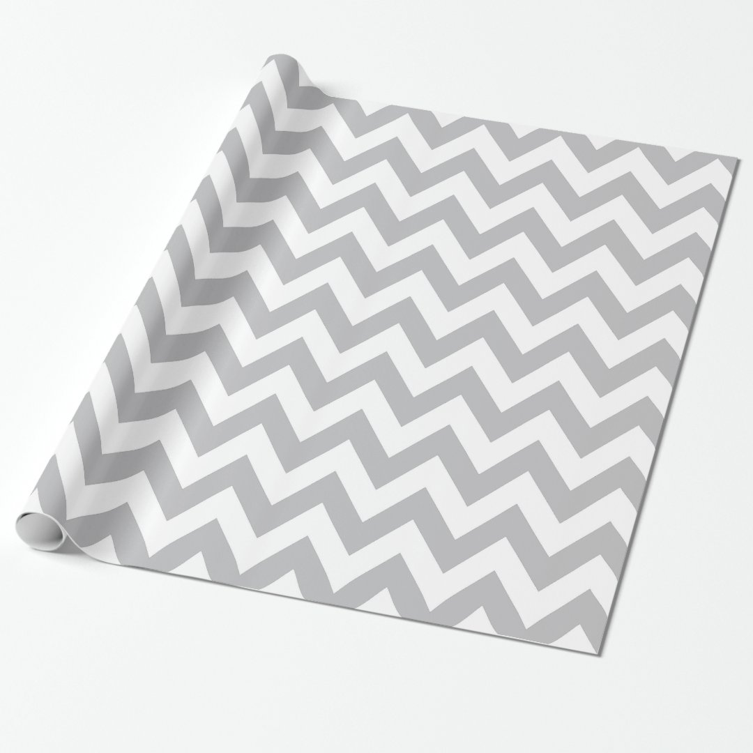 Light Grey and White Chevron Wrapping Paper Zazzle
