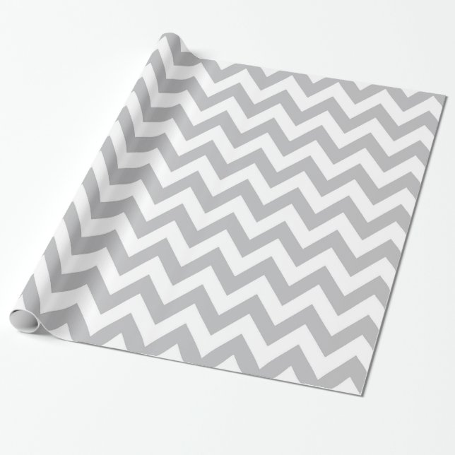 Light Grey and White Chevron Wrapping Paper (Unrolled)