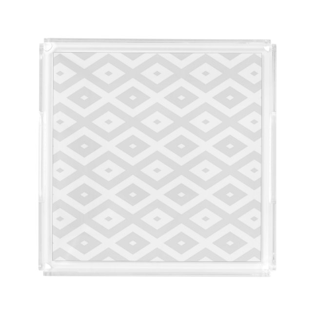 Light grey and white diamond pattern acrylic tray (Front)