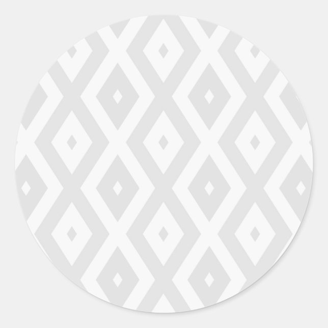 Light grey and white diamond pattern classic round sticker (Front)