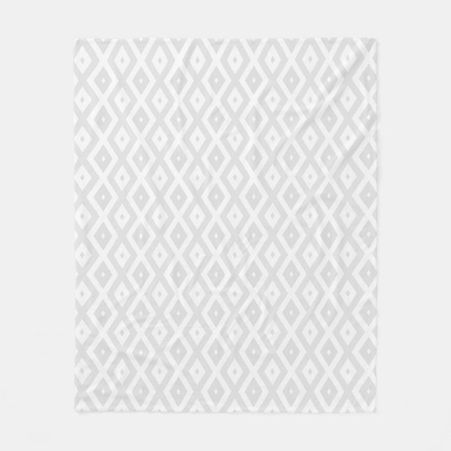 Light grey and white diamond pattern fleece blanket (Front)