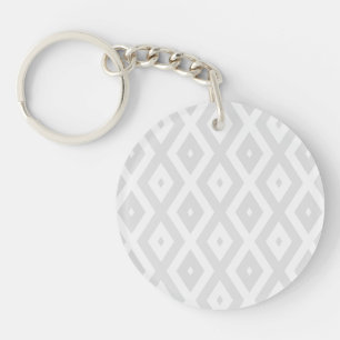 Light grey and white diamond pattern keychain