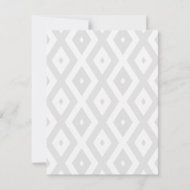 Light grey and white diamond pattern RSVP card (Front)