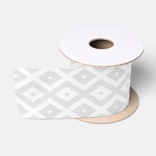 Light grey and white diamond pattern satin ribbon (Spool)