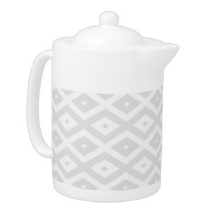 Light grey and white diamond pattern teapot