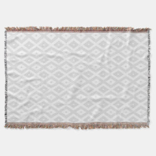 Light grey and white diamond pattern throw blanket