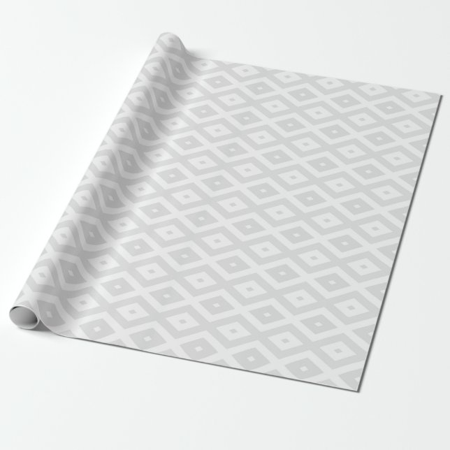 Light grey and white diamond pattern wrapping paper (Unrolled)