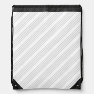 Light grey and white five stripes pattern drawstring bag