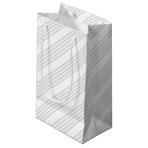 Light grey and white five stripes pattern small gift bag