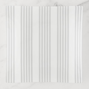 Light grey and white five stripes pattern trinket tray