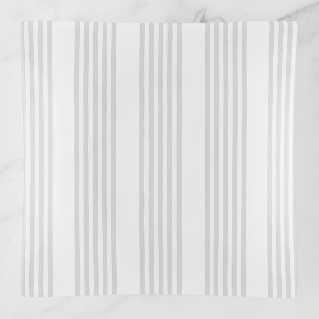 Light grey and white five stripes pattern trinket tray (Front)