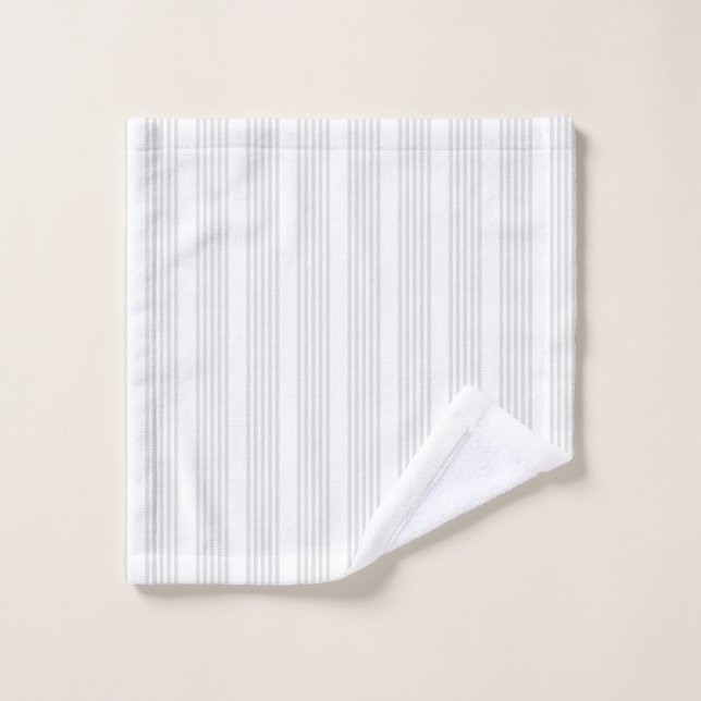 Light grey and white five stripes pattern wash cloth (Wash Cloth)