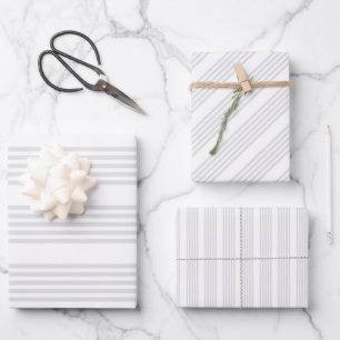 Light grey and white five stripes pattern wrapping paper sheets