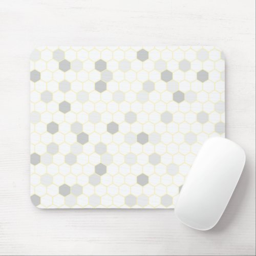 Light Grey and White Mouse Pad w Gold Accent