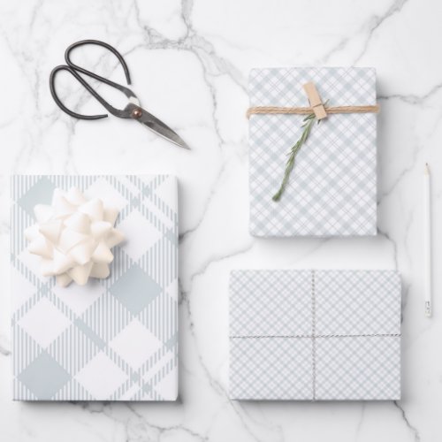 Light Grey and White Plaid Wrapping Paper Sheets