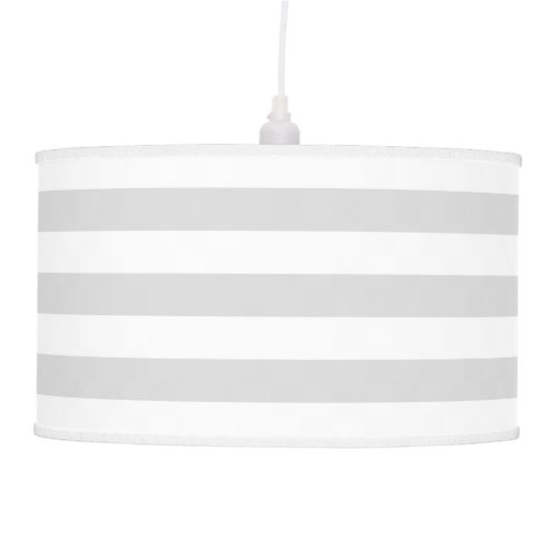 Light Grey and White XL Stripe Pattern Hanging Lamp