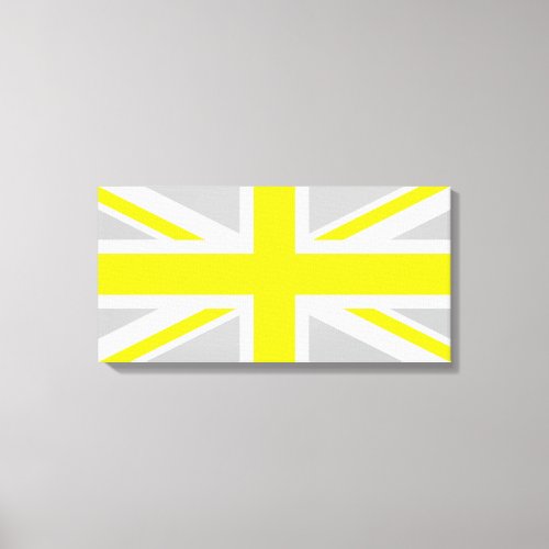 Light Grey and Yellow Union Jack Canvas Print