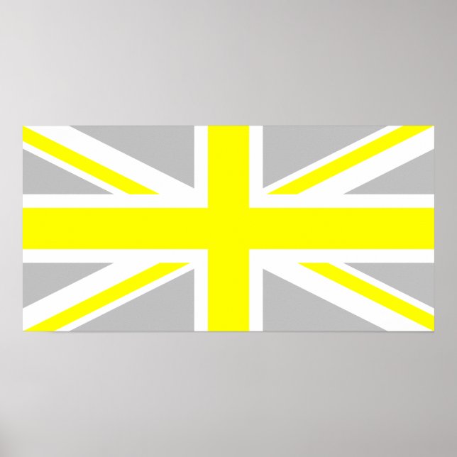 Light Grey and Yellow Union Jack Poster (Front)
