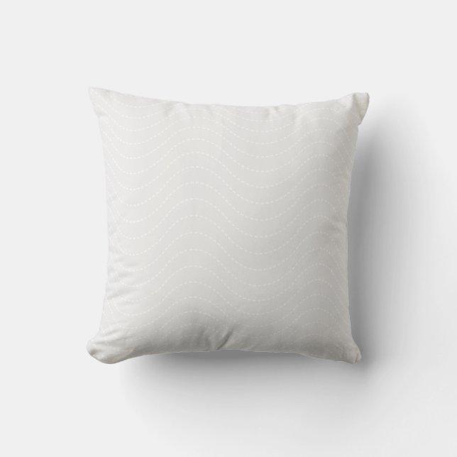 Light Grey Background with Stitched Waves Throw Pillow (Front)