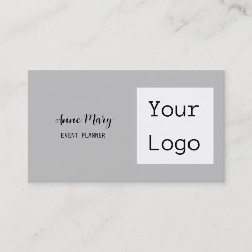 Light Grey Black Custom Color Text Photo Your Logo Business Card