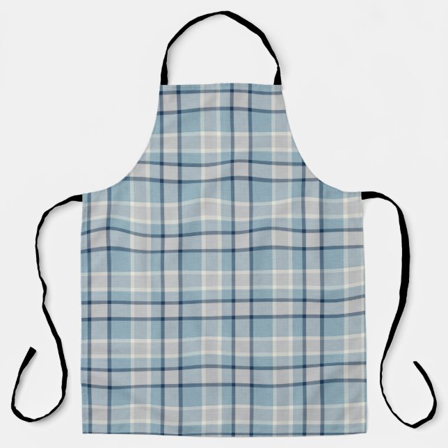 Light grey-blue textured checkered  apron (Front)