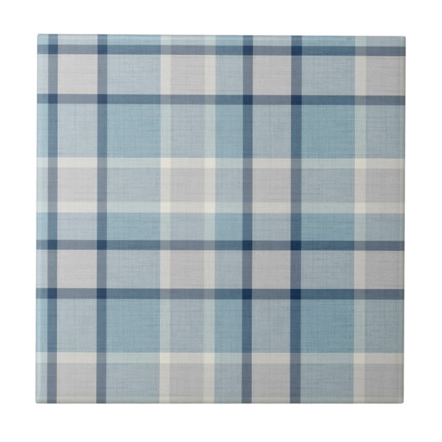 Light grey-blue textured checkered  ceramic tile (Front)
