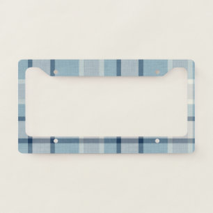 Light grey-blue textured checkered  license plate frame