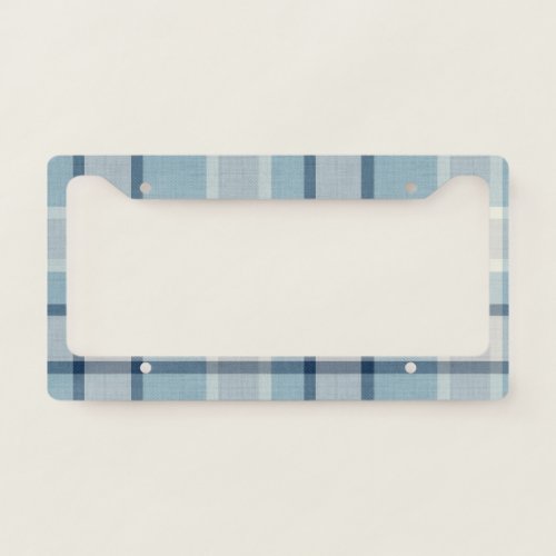Light grey_blue textured checkered  license plate frame