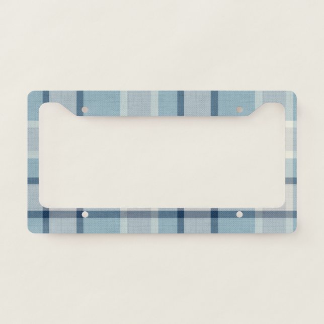 Light grey-blue textured checkered  license plate frame (Front)