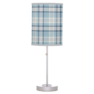 Light grey-blue textured checkered  table lamp