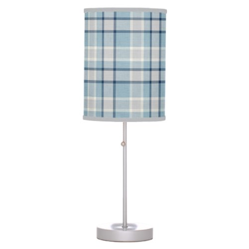 Light grey_blue textured checkered  table lamp