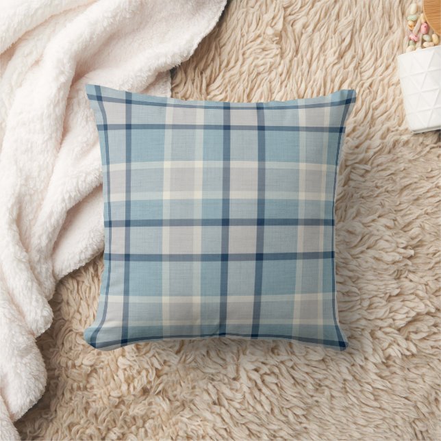 Light grey-blue textured checkered  throw pillow (Blanket)