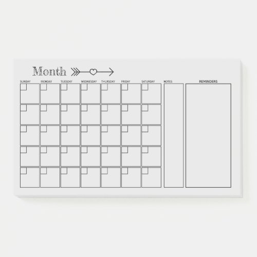 Light Grey Calendar Monthly Planner Post_it Notes