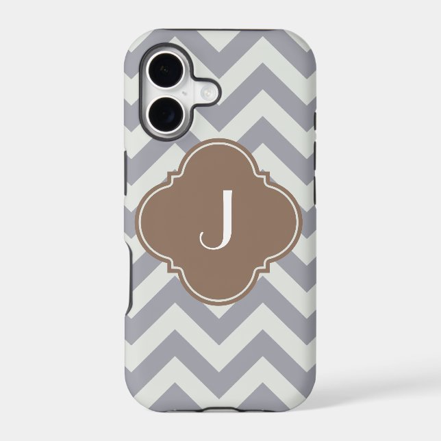 Light Grey Chevron Custom Monogram Iphone Case (Back)