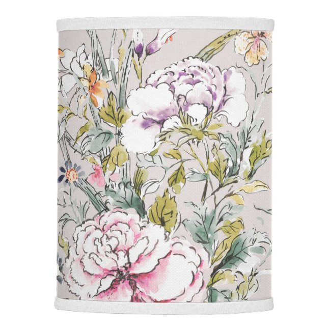 Light Grey Chinoiserie Blossoms lamp (Front)