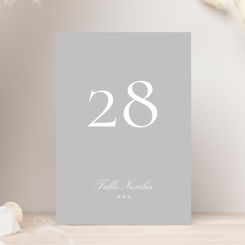 Light Grey Classic Elegant Calligraphy Wedding Table Number