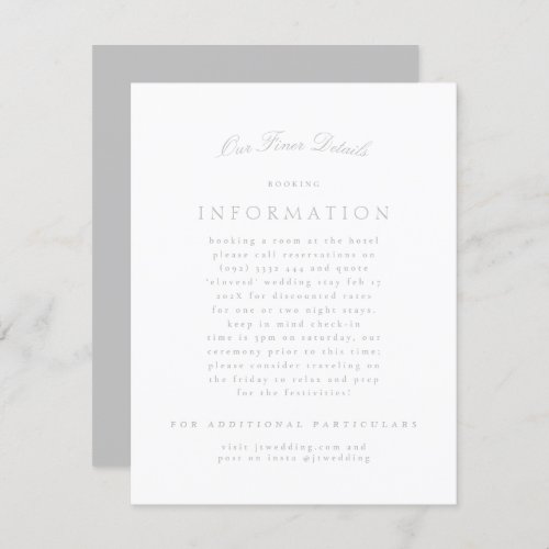 Light Grey Classic Elegant Formal Wedding Enclosure Card
