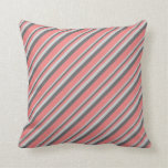 [ Thumbnail: Light Grey, Dim Grey, and Light Coral Colored Throw Pillow ]