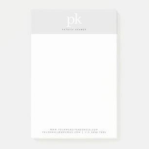 Light Grey Elegant Minimalist Monogram Initials Post-it Notes