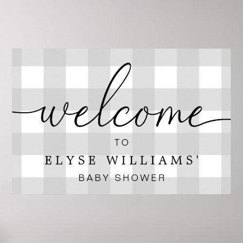 Light Grey Gingham Welcome Sign