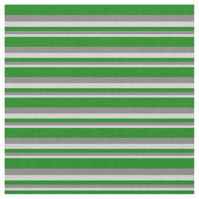 Light Grey, Gray & Green Pattern of Stripes Fabric (Close Up)