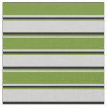 [ Thumbnail: Light Grey, Green, and Black Colored Stripes Fabric ]