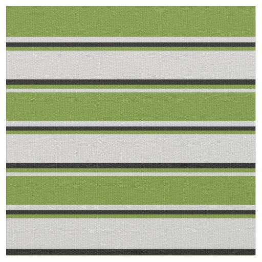 Light Grey, Green, and Black Colored Stripes Fabric