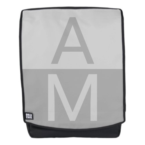 Light Grey  Grey Modern Initials Monogram Backpack