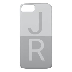 Light Grey & Grey Modern Initials Monogram iPhone 8/7 Case