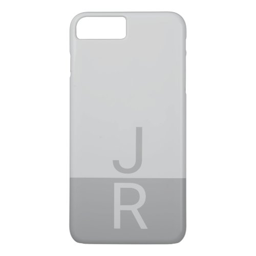 Light Grey  Grey Modern Initials Monogram iPhone 8 Plus7 Plus Case