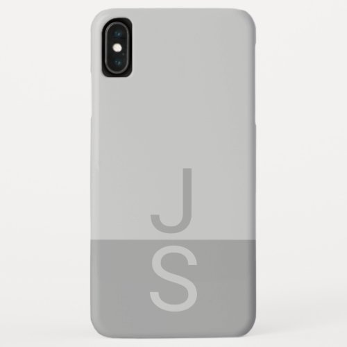 Light Grey  Grey Modern Initials Monogram iPhone XS Max Case