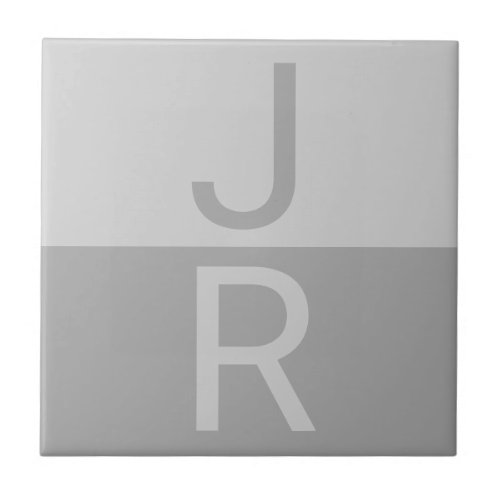 Light Grey  Grey Modern Initials Monogram Ceramic Tile