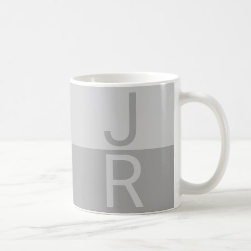 Light Grey  Grey Modern Initials Monogram Coffee Mug