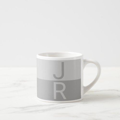 Light Grey  Grey Modern Initials Monogram Espresso Cup